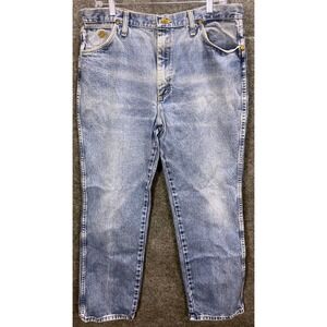 Wrangler 936GSHD Cowboy Cut Slim Fit Jeans Mens 36x30 Light Wash Cotton Denim